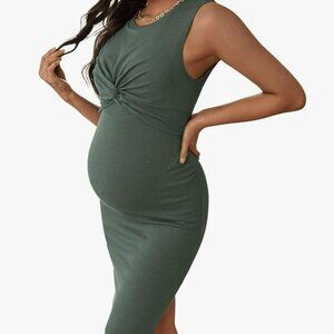 Maternity Twist Front Sleeveless Bodycon Tank Dress - Size Small